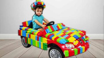 Check out Romeo's new car! Cool! It is made of lego and is colorful.