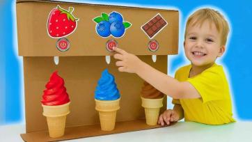 Colorful Ice Cream Machine for Kids - Fun Learning with Strawberry, Blueberry & Chocolate
