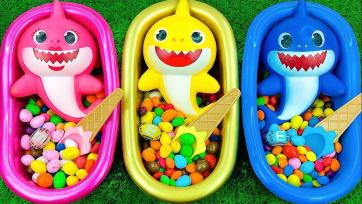 Color Adventure with Pink, Yellow and Blue Shark Friends