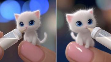 Funny dancing little kitten’s singing