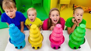 Colorful Candy Fountains Challenge for Kids with Four Bright Swirling Surprises