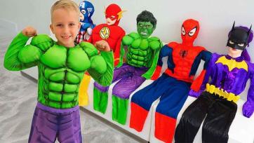 Kid Hero and Cuddly Cat Adventure in a Bright and Playful Town