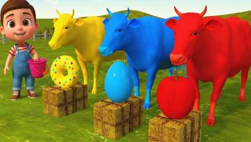 The Rainbow Farm Adventure - Learning Colors with Funny Cows for Kids