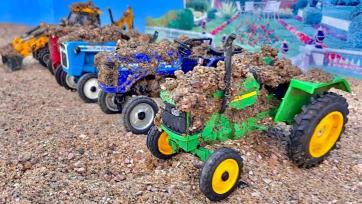 Colorful Tractors Stuck in the Sand - Fun Toy Tractor Rescue for Kids