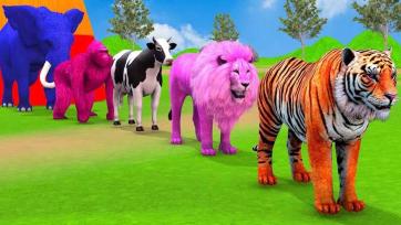 Colorful Animal Parade for Kids - Funny Farm and Jungle Animals Learn Colors