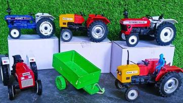 Colorful Toy Tractors Adventure with Farm Machines and Farmer Fun