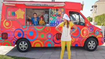 Colorful Ice Cream Truck Adventure with Happy Kids and Frozen Treat Fun