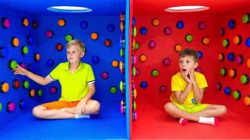Magic Color Buttons in the Playhouse - Kids Explore and React with Surprise