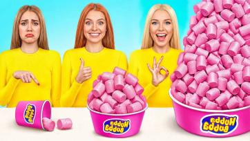 Big vs Small Candy Challenge for Kids - Fun Pink Marshmallow Surprise