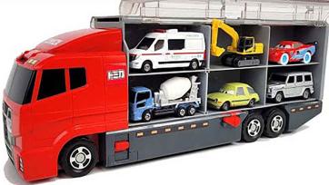 Toy Transport Truck Carrying Cars and Construction Vehicles Adventure for Kids