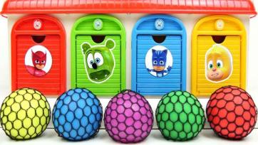 Learning Colors with Squishy Balls and Mystery Doors for Kids